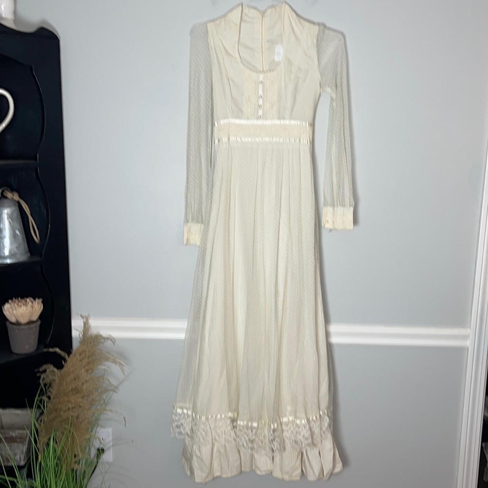 Vintage Shifts of California Prairie Wedding Maxi Lace Dress 5